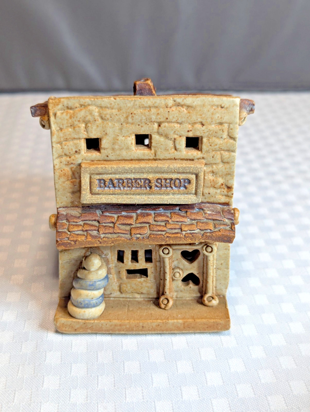 Vintage Windy Meadows Pottery Barber Shop Miniature Village House Figurine